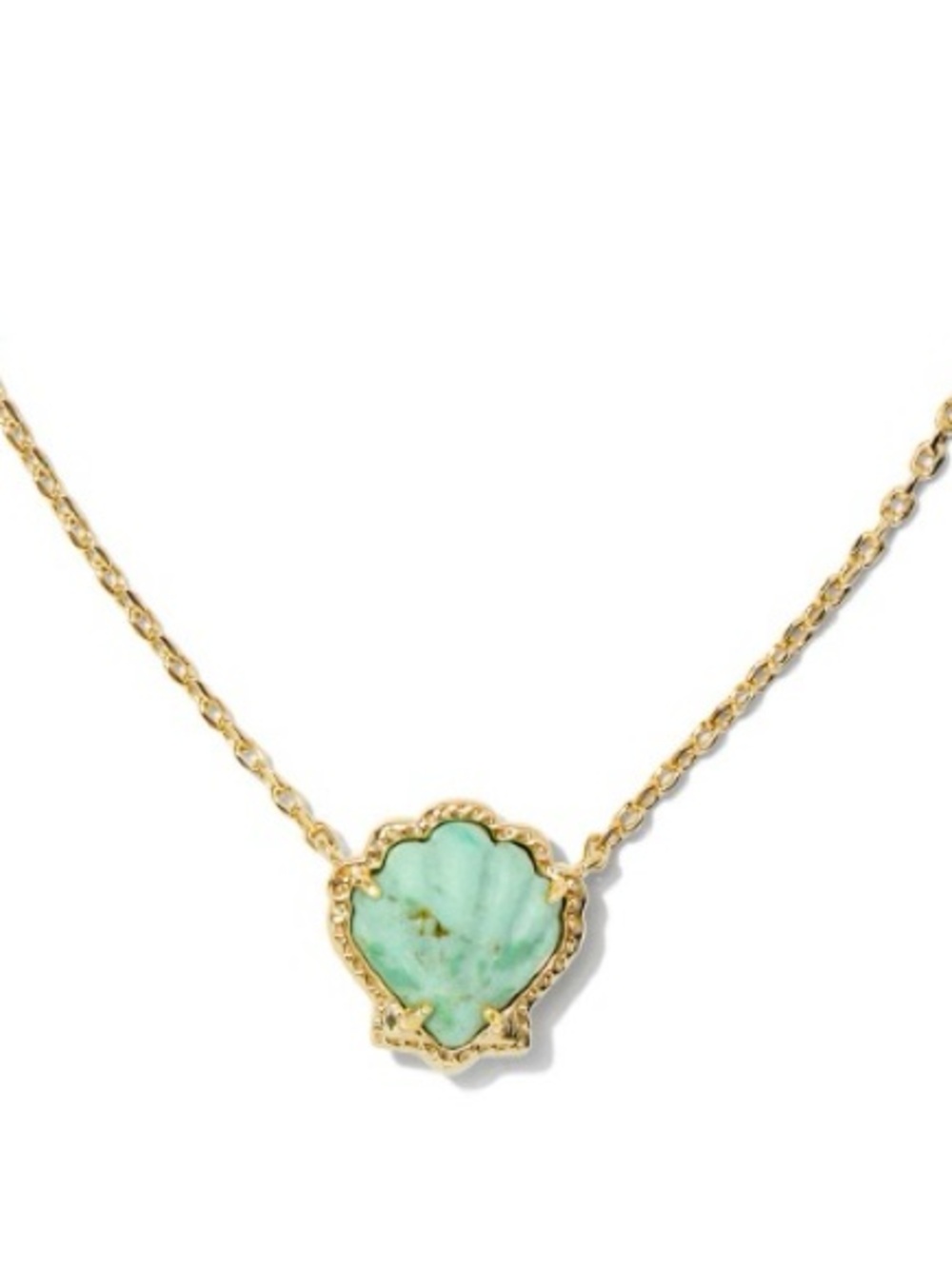 New Kendra Scott Brynne Shell Sea Green Chrysocolla Shell Pendant Necklace